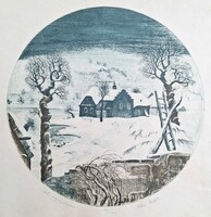 Kéri Imre: Téli nyugalom - színes rézkarc