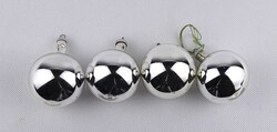 1X515 Régi ezüst színű üveggömb karácsonyfadísz csomag 4 darab