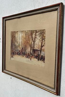 Diósy Antal (1895 - 1977) Park , akvarell festménye