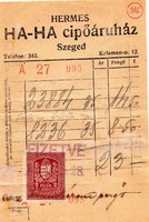 Számolócédula: HERMES cipő Szeged.
