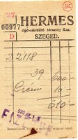 Számolócédula: HERMES cipő Szeged.