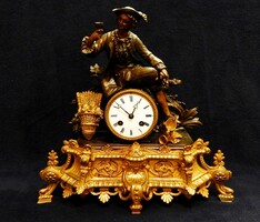 Video too - very nice old fire-gilded mantel clock with bronze Bacchus figure