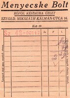 Counting slip: Bride shop Szeged.