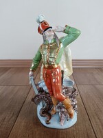 Régi Herendi porcelán sárkányölő vitéz figura