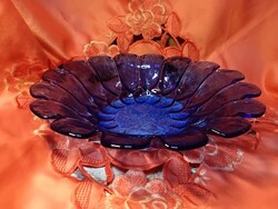 Flower-Shaped Blue Glass Centerpiece, Serving Dish