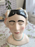 Porcelán női fej kaspó eladó