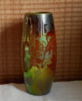 ZSOLNAY  EOZIN TÖBB TŰZŰ SAVMARATOTT SZIVARVÁZA /33 cm/