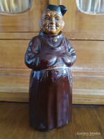 Antik Figurális Italos Palack (Decanter) – Pocakos Szerzetes / Barát Figura