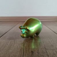 Régi Zsolnay eozin mázas malac figura