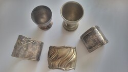 Patinated silver-plated objects, liqueur, napkin ring