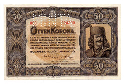 50 Korona Államjegy 1920 MINTA UNC