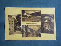 Képeslap,Sopron,kilátó,strand,Ikva patak,festő köz látkép,részlet,1950-