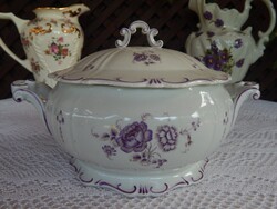 Zsolnay lilavirágos levesestál .