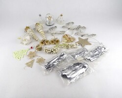 1X588 Fehér ezüst és arany színű karácsonyfadíszek, vegyes csomag 24 db