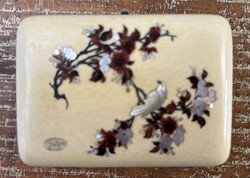 Antik intarziás csont cigarettatárca,dobozka.