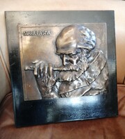 Emil Betzler (1892-1974) német expresszionista művész, zenélő férfit ábrázoló bronzképe