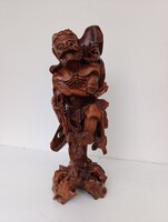 Kínai szobor igényesen faragott antik keményfa fa buddha szerzetes szobor 616 5550