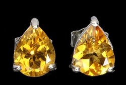 Authentic Citrine 925 Silver Earring