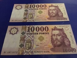 10.000 forint sorszámkövető 2 db