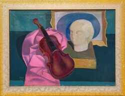 Sáfár Pál (1949 - ) Hegedű c. Képcsarnokos olajfestménye EREDETI GARANCIÁVAL !