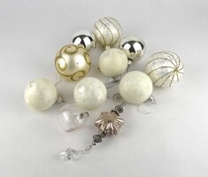 1X579 Régi ezüst és arany színű vegyes üveg karácsonyfadísz csomag 11 darab