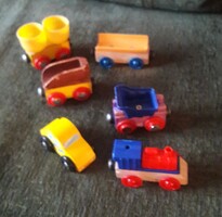 Vasúti kocsik, mozdonyok fa játékvasúthoz