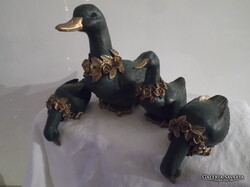 SZOBOR - 4 db - KACSA / ZÖLD - OLASZ - ARANYOZOTT - EXKLUZÍV- KERÁMIA