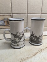 Hollóházi porcelán sörös korsó eladó! 2 db
