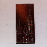 Bécsi Szent István székesegyház nyomott fém kép, dísz 5 (szél.) x 11 cm (mag.)
