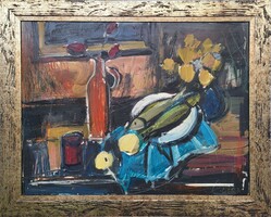 Gera Éva (1923 - 1996) Csendélet c. Képcsarnokos olajfestménye EREDETI GARANCIÁVAL !