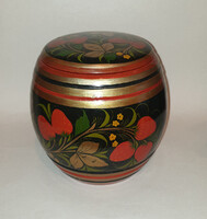 Eredeti orosz kézzel festett khokhloma fa díszdoboz – Szemenov gyár (Семеновская Хохлома)