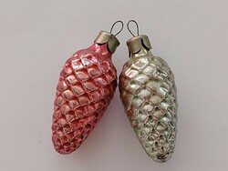 Régi üveg karácsonyfadísz toboz üvegdísz 2 db