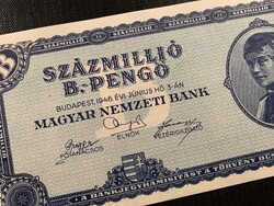 ***  UNC 100 MILLIÓ B.- pengő ***