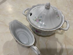 Walbrzych porcelán leveses tál+szószos csésze