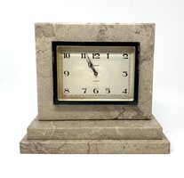 Art Deco kő (márvány?) működőképes 8napos KINZLE kandalló óra  - RZ