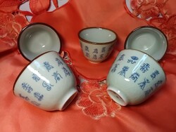 Antik, celadon mázas kínai szakés, kávés  csészék, 5 db.