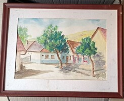 XX.sz Magyar festő:„Napfényes falusi utca