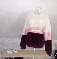 Új  Teddy  macis  női  csíkos pulóver .L/ Xl .