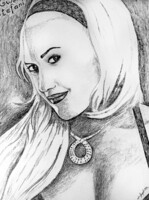 Angyalos László: Gwen Stefani -2. -Ceruza rajz (50X70)