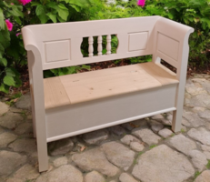 Festett Népi lóca, karos fa láda , karosláda,  karfás pad felnyitós tárolós pad