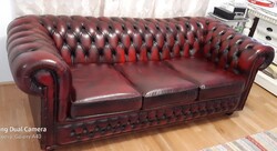 Chesterfield bőr 3 személyes kanapé