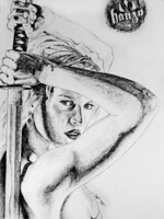 Angyalos László: Uma Thurman Kill Bill -The Bride- Ceruza rajz (50X70)