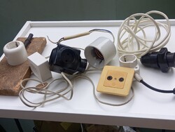 Retro elektromos áramhoz használt, bakelit konnektor, dugvilla