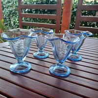 Régebbi kék üveg fagylaltos kehely-  4 db vintage