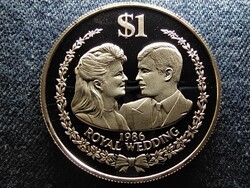 Cook-szigetek Királyi esküvő .925 ezüst 1 Dollár 1986 PP CSAK 2500 DB!