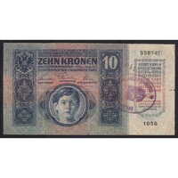 Horvátország,10 kronen/korona 1919 - Nagyrév községi felülbélyegzés VG+