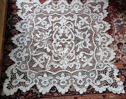 Cca 1918 ÓRIÁS 128 CM SZECESSZIÓS ART NOUVEAU VERT CSIPKE TERÍTŐ VERTCSIPKE MAGYAR KÉZIMUNKA