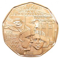 Ausztria,5 euro 2022 - Demokrácia UNC réz