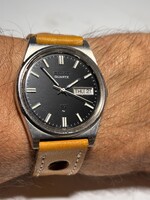 Fekete Seiko 5 Quartz vastag pilóta szíjjal, új elemmel! Tökéletes! Omega, doxa