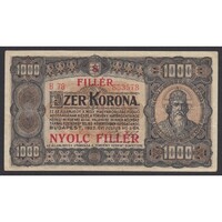 Magyarország,1000 korona/8 fillér 1923 VG+